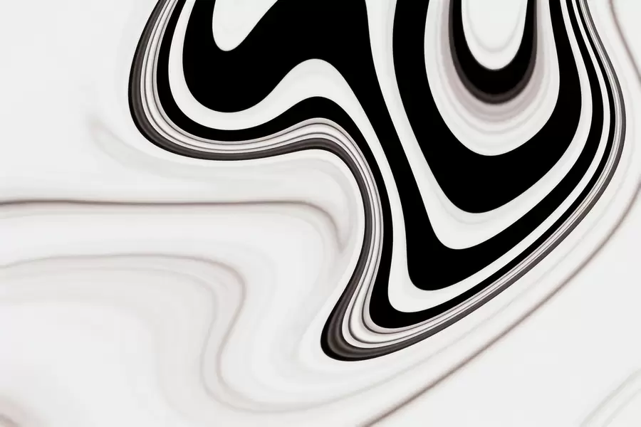 Papier peint Papier peint abstrait représentant des vagues fluides en noir et blanc, dans un style moderne et minimaliste w09877