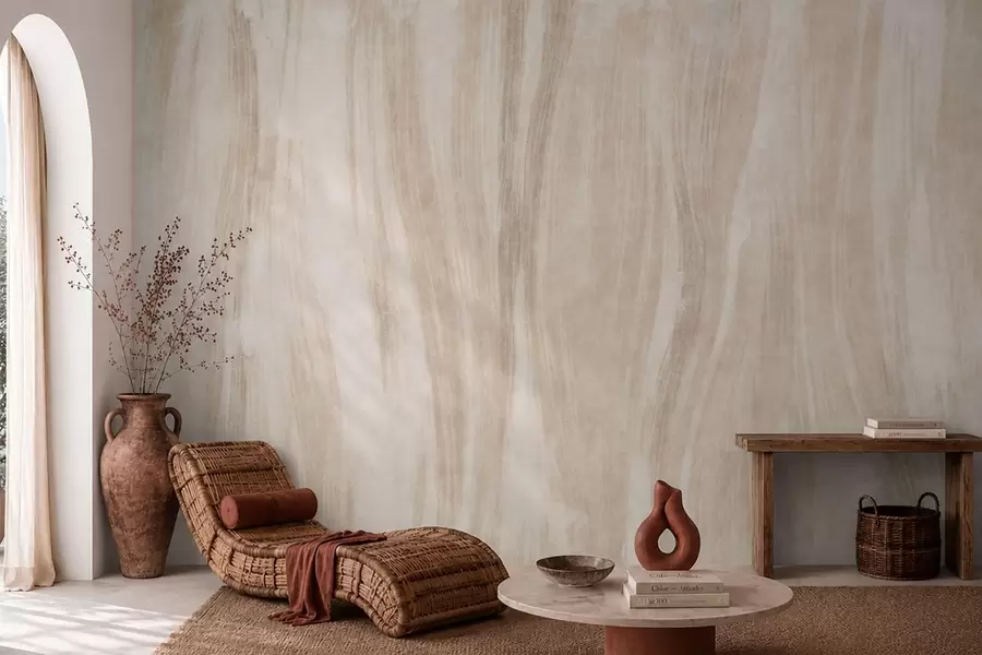 Papier peint Une texture abstraite légère, avec de douces transitions verticales dans des tons crème w05686