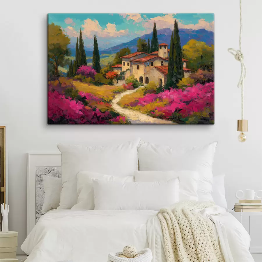 Tableau Un petit sentier bordé de fleurs s49526