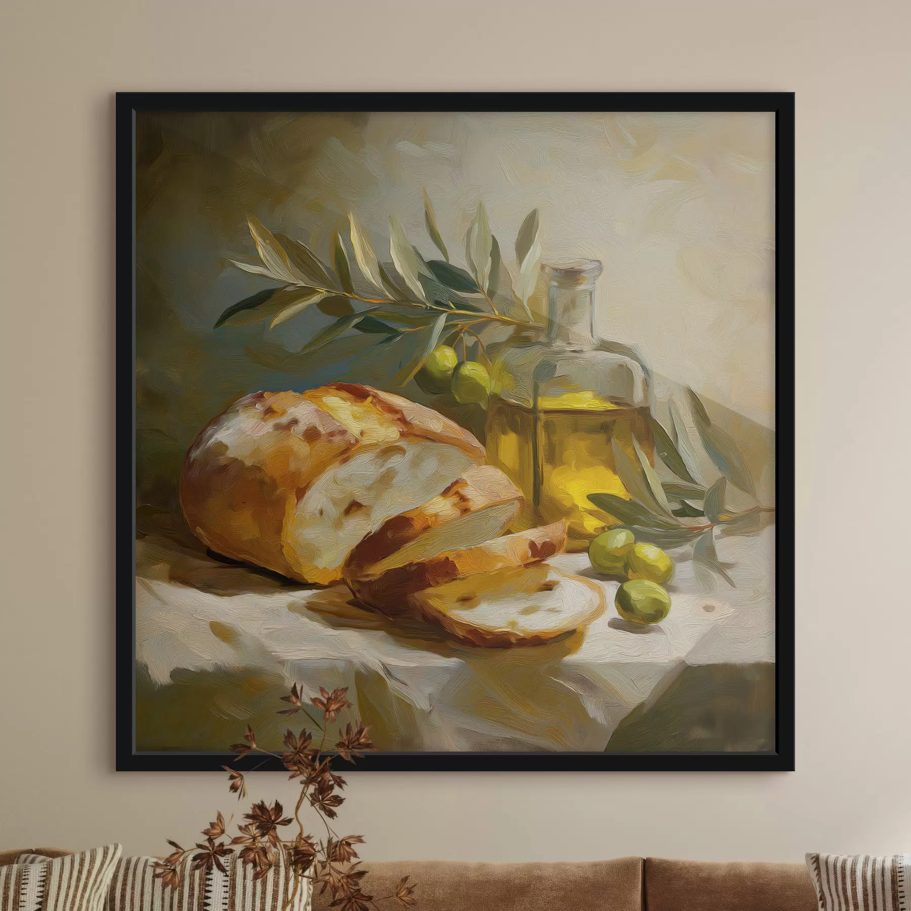 Papier peint Du pain et de l'huile d'olive f49529