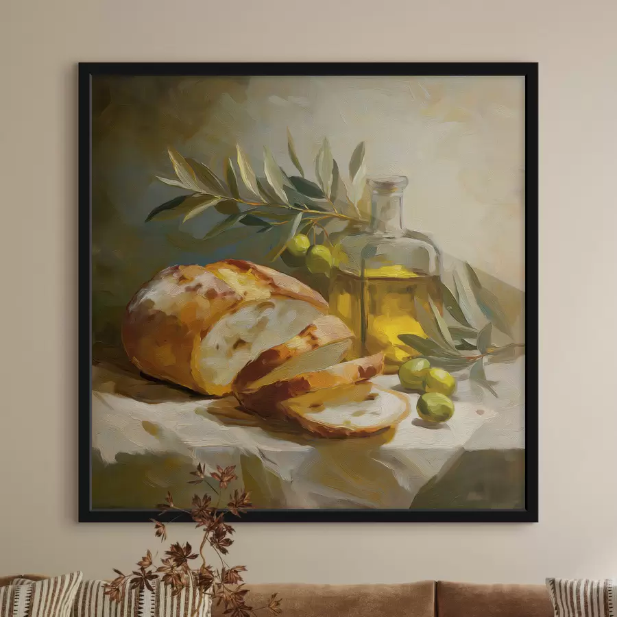 Papier peint Du pain et de l'huile d'olive f49529