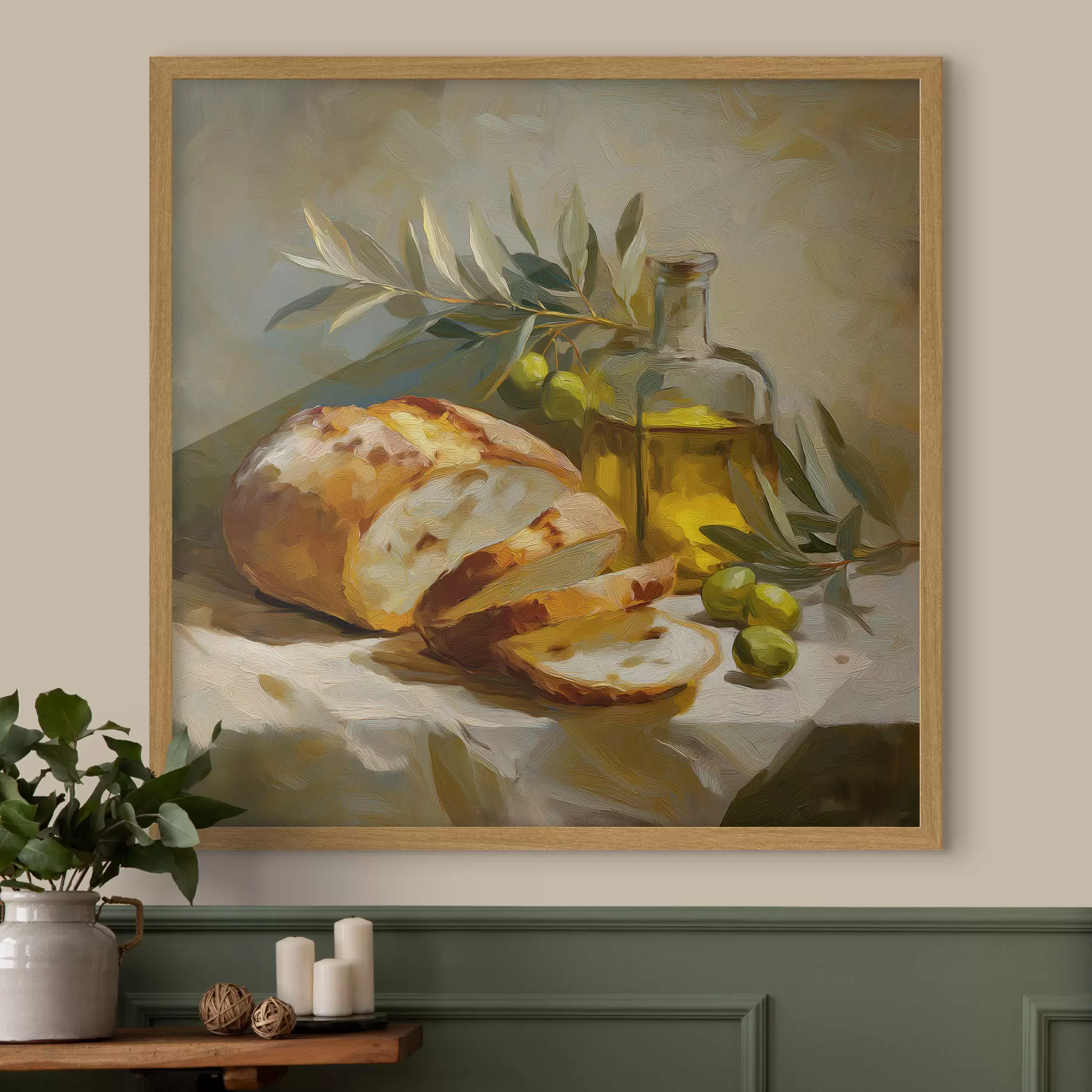 Papier peint Du pain et de l'huile d'olive f49529