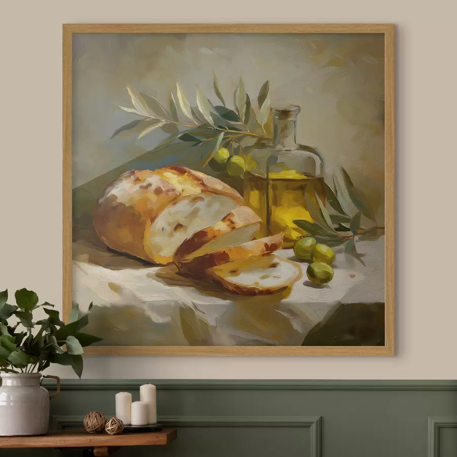 Papier peint Du pain et de l'huile d'olive f49529