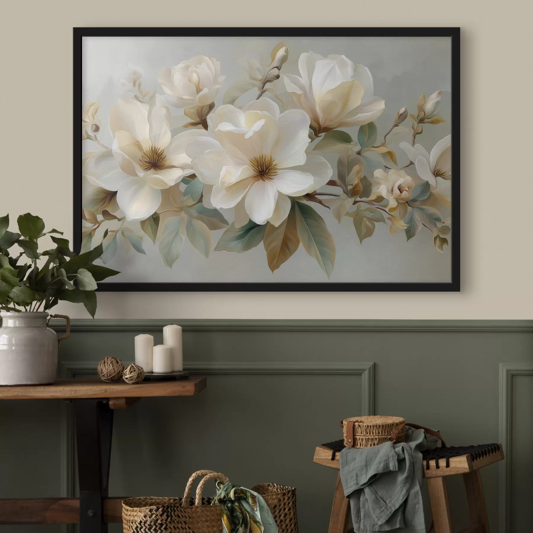 Papier peint Une branche avec des fleurs f49532