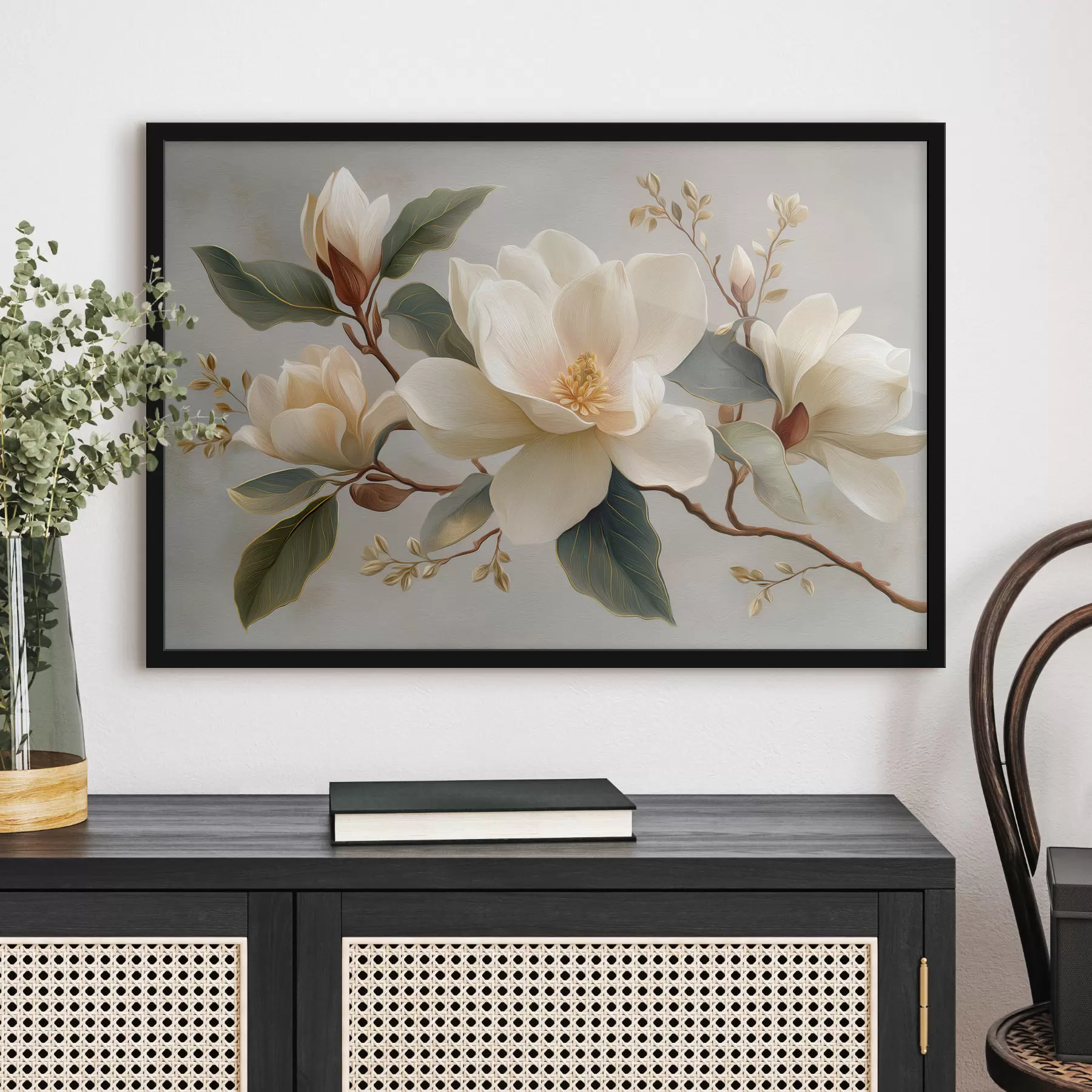 Papier peint Une branche avec des fleurs f49538