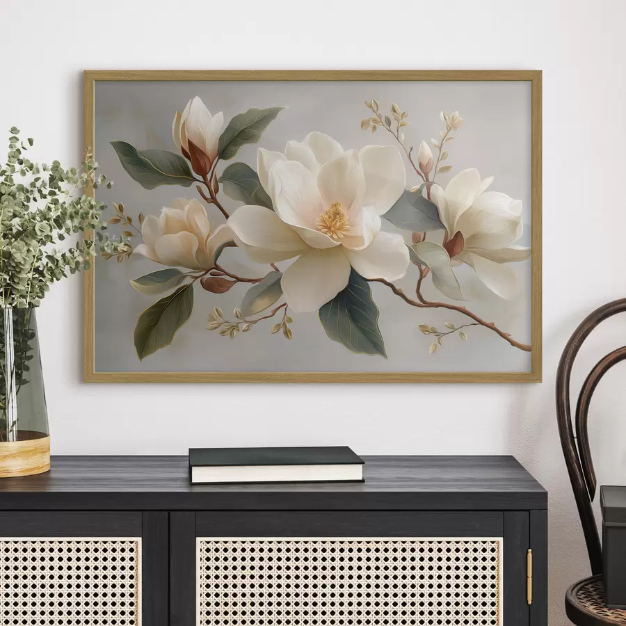 Papier peint Une branche avec des fleurs f49538