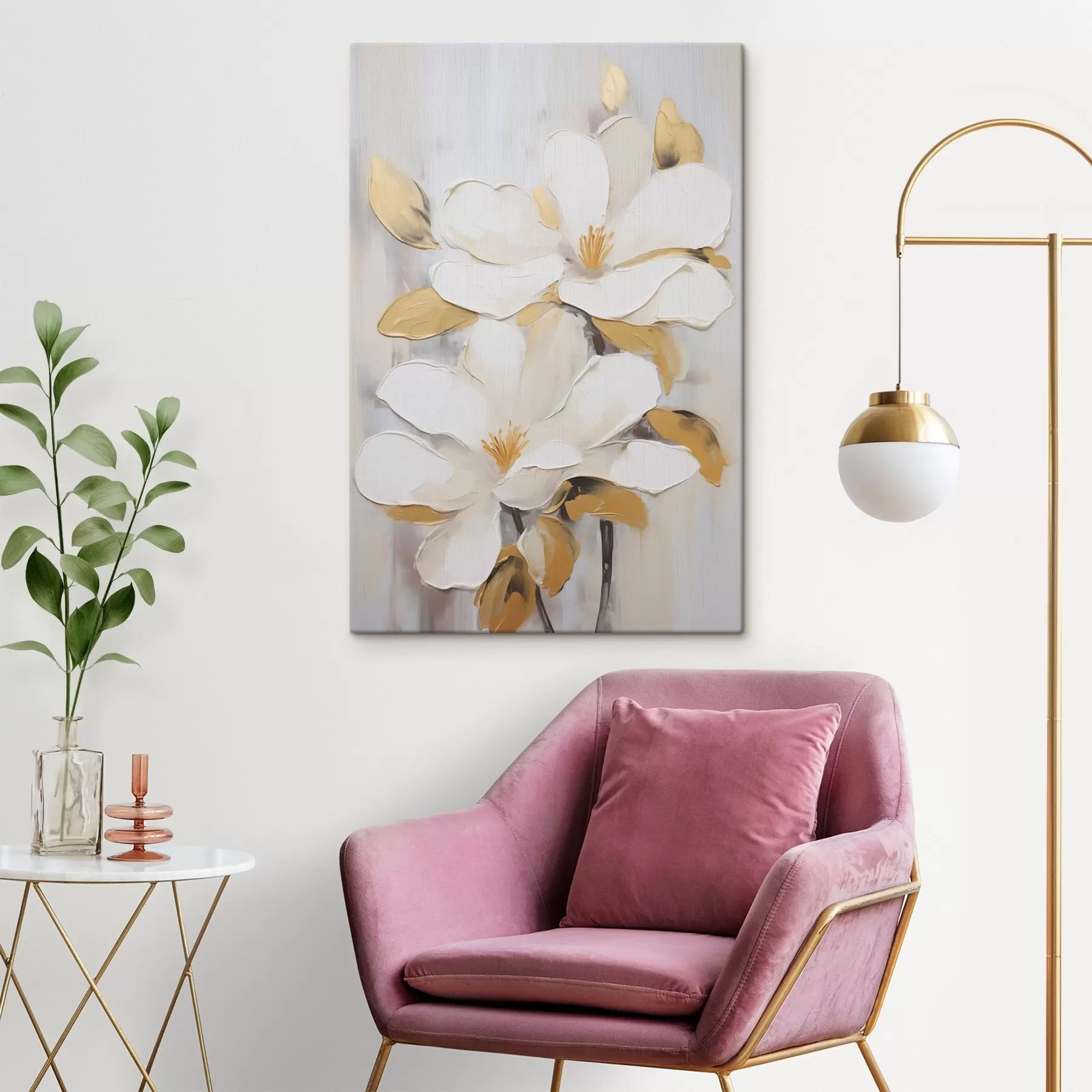 Tableau Fleurs stylisées, imitation de peinture s49502