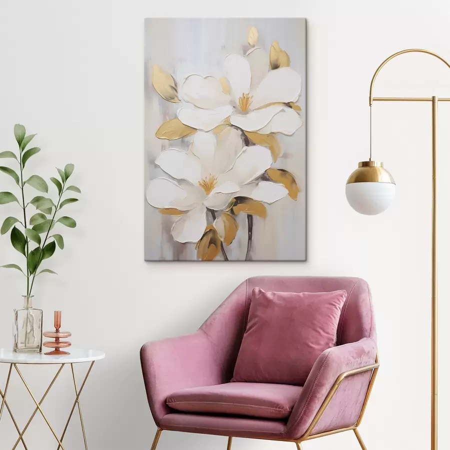 Tableau Fleurs stylisées, imitation de peinture s49502