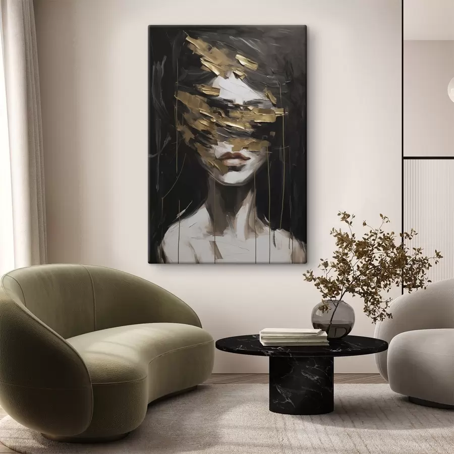 Tableau Portrait féminin abstrait imitant la peinture s49506