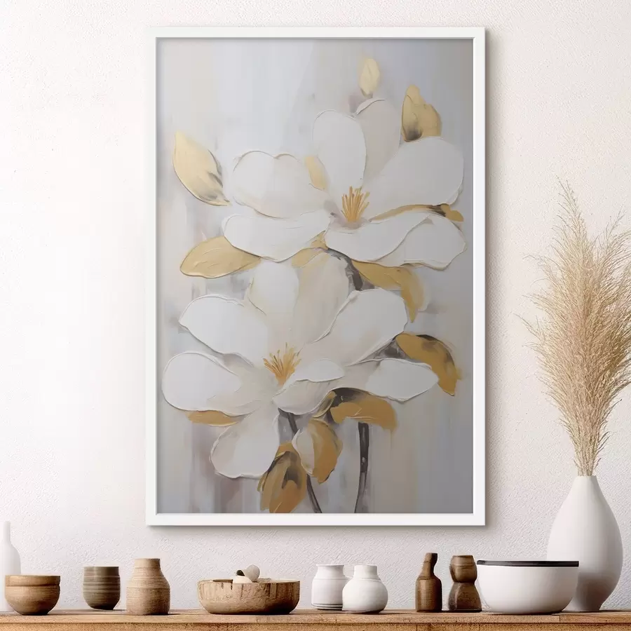 Papier peint Fleurs stylisées, imitation de peinture f49502