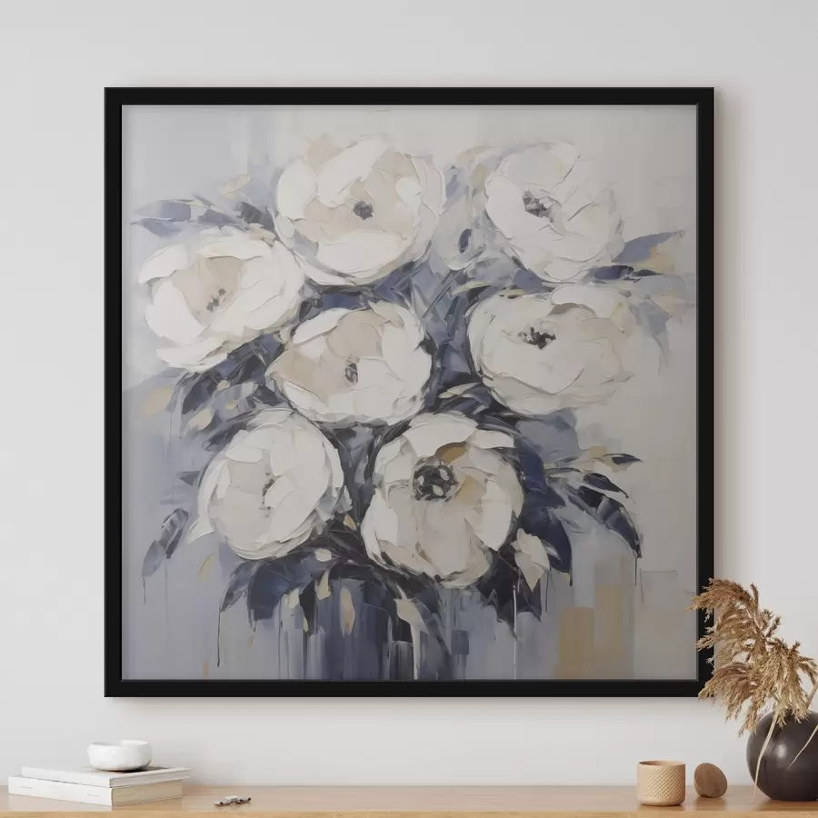 Papier peint Imitation de peinture représentant des roses stylisées f49504