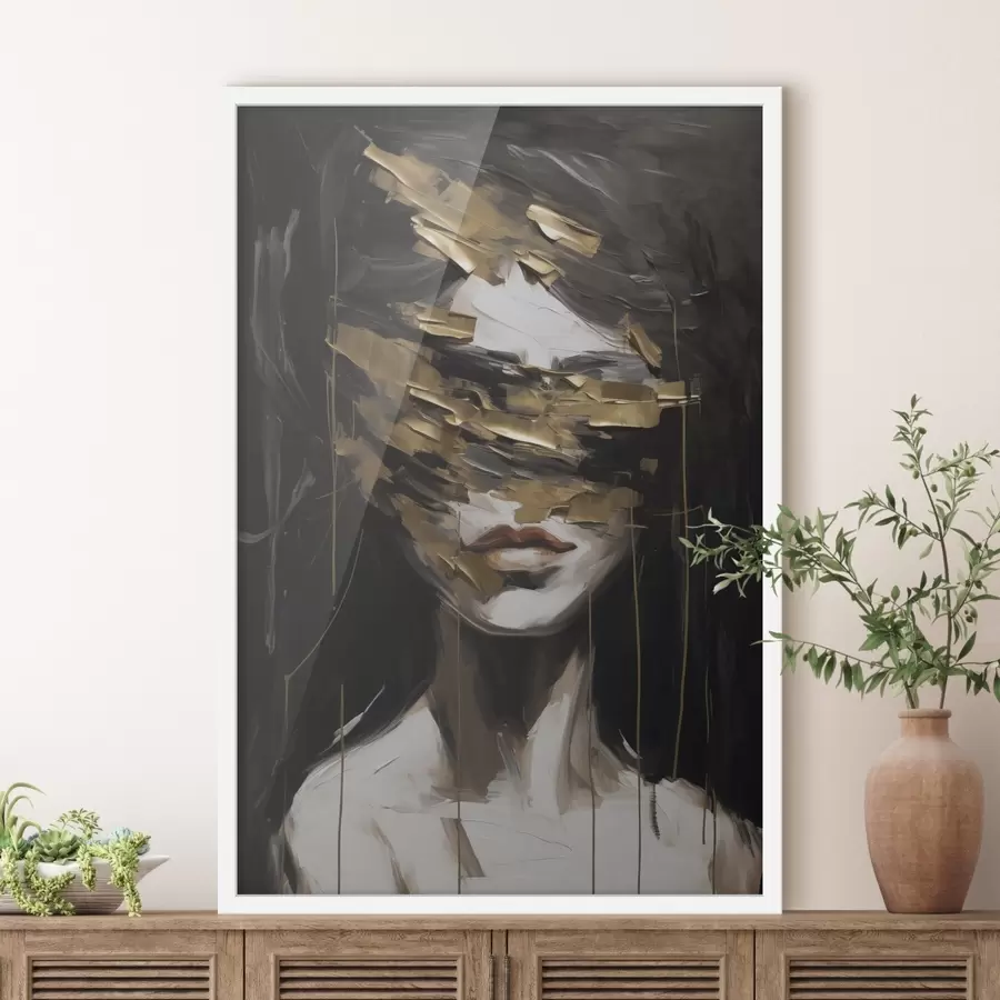 Papier peint Portrait féminin abstrait imitant la peinture f49506