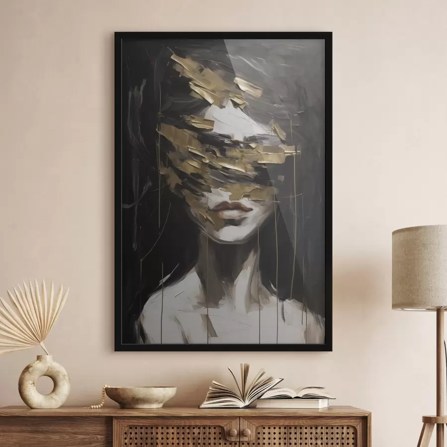 Papier peint Portrait féminin abstrait imitant la peinture f49506