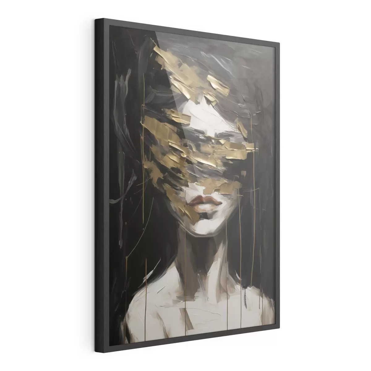 Poster Portrait féminin abstrait imitant la peinture f49506