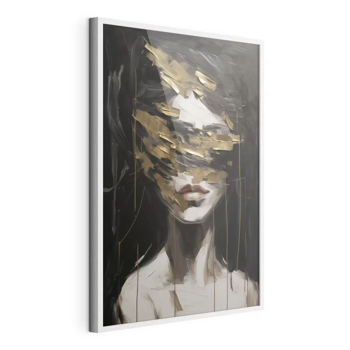 Poster Portrait féminin abstrait imitant la peinture f49506