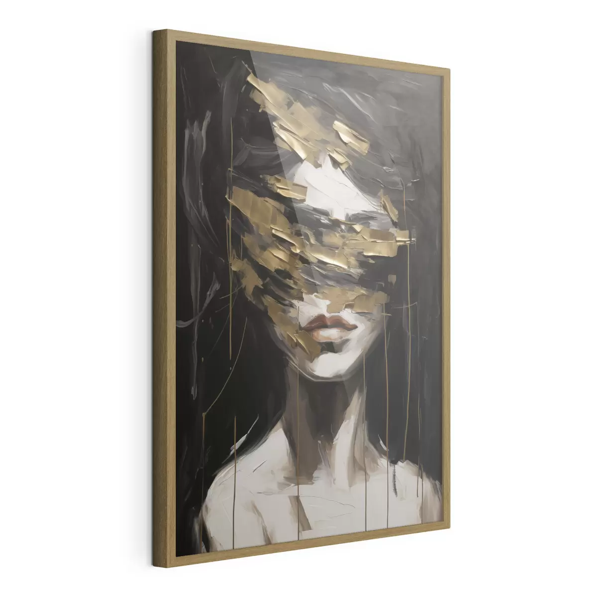 Poster Portrait féminin abstrait imitant la peinture f49506