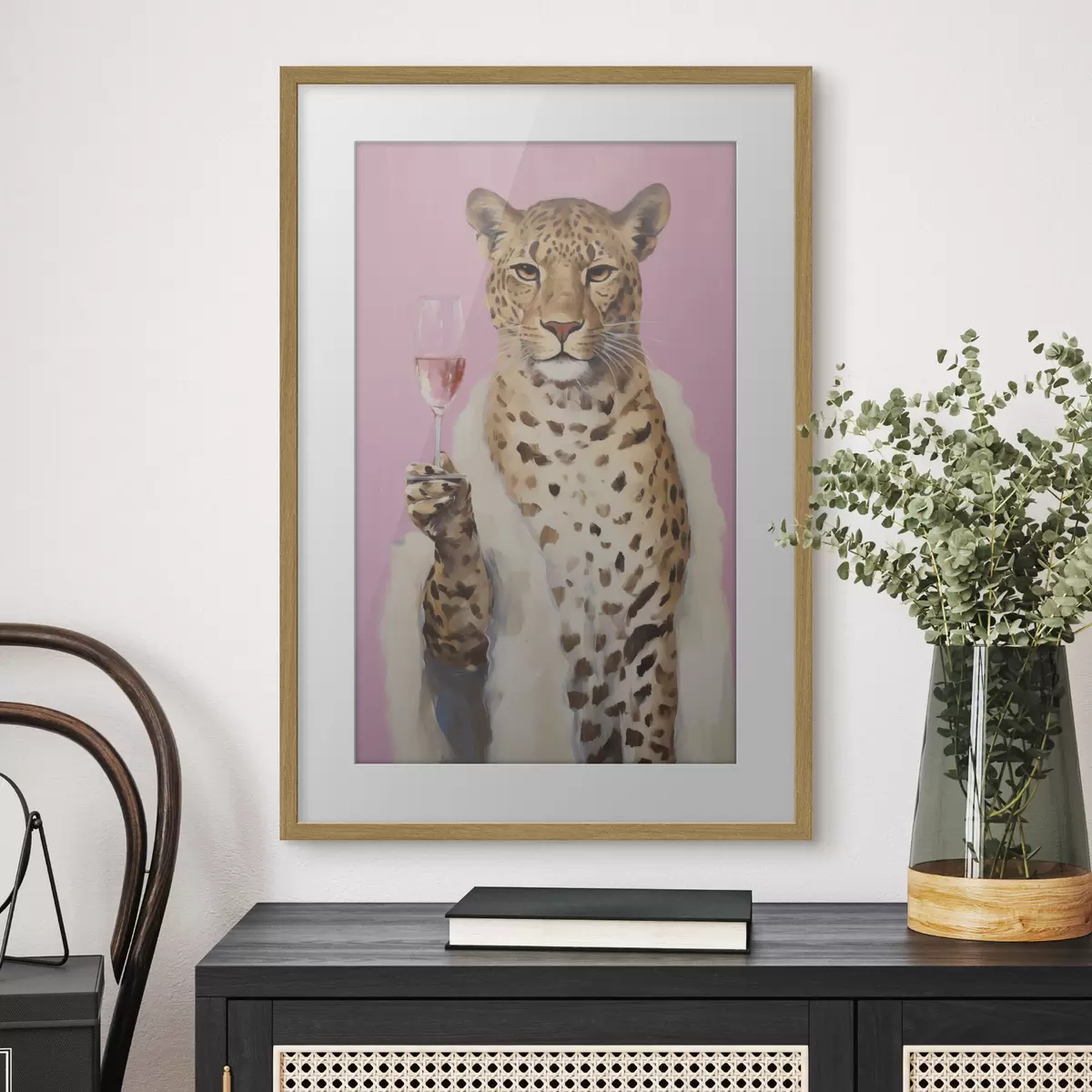 Poster Peinture représentant un léopard avec un effet de verre f49510