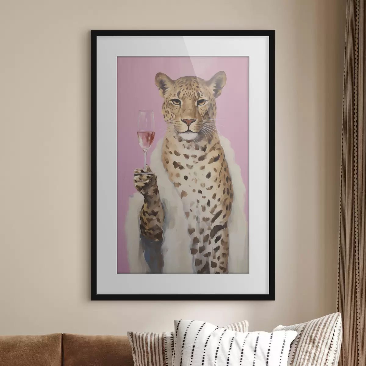Poster Peinture représentant un léopard avec un effet de verre f49510