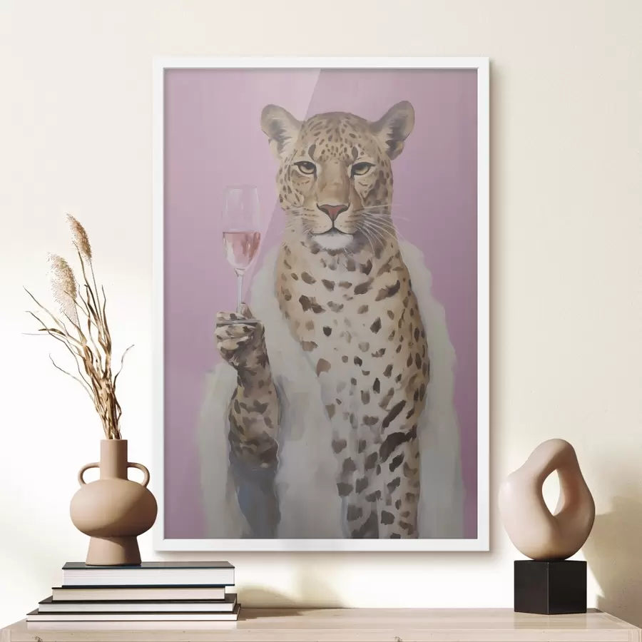 Papier peint Peinture représentant un léopard avec un effet de verre f49510