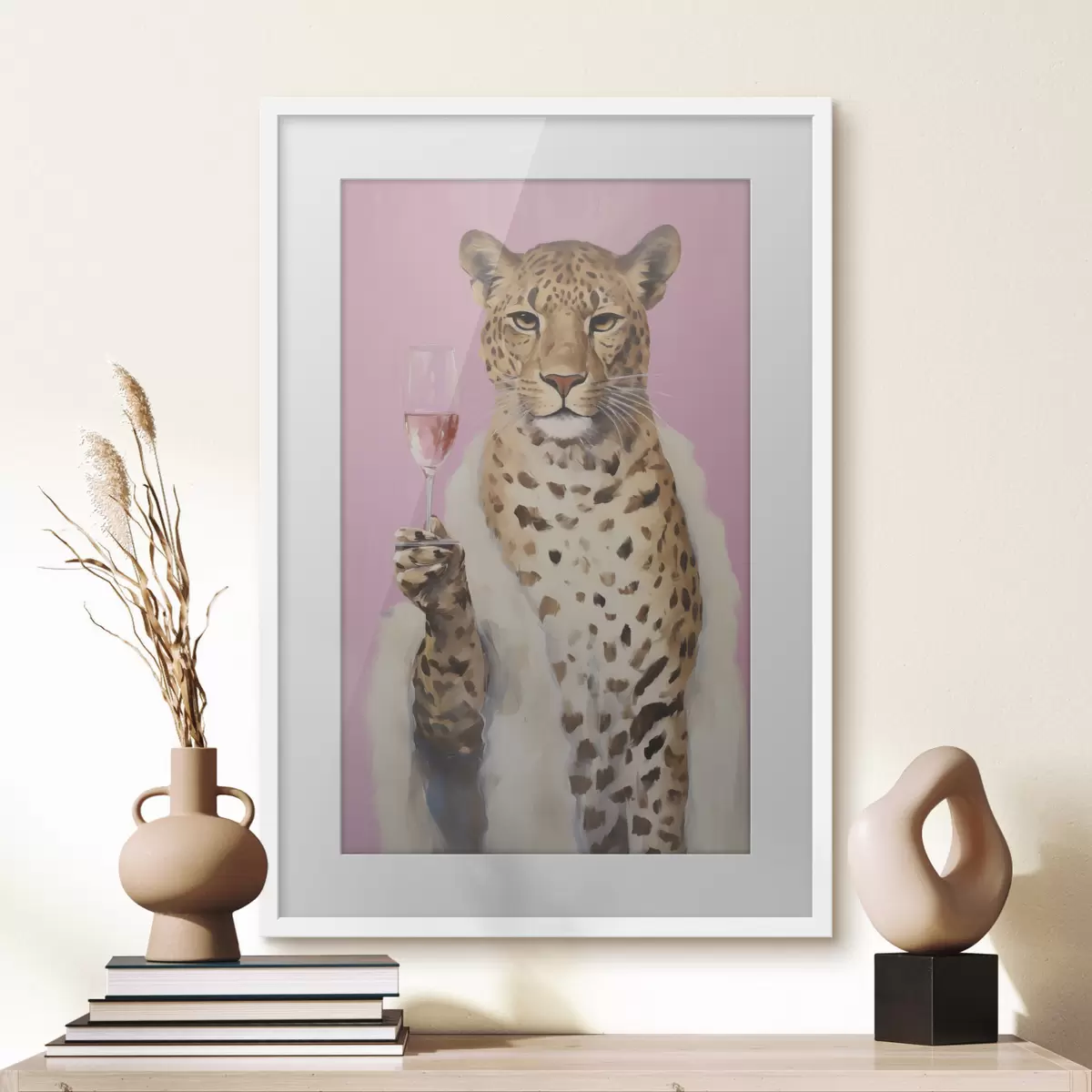 Poster Peinture représentant un léopard avec un effet de verre f49510
