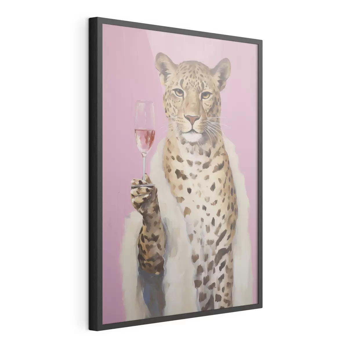 Poster Peinture représentant un léopard avec un effet de verre f49510