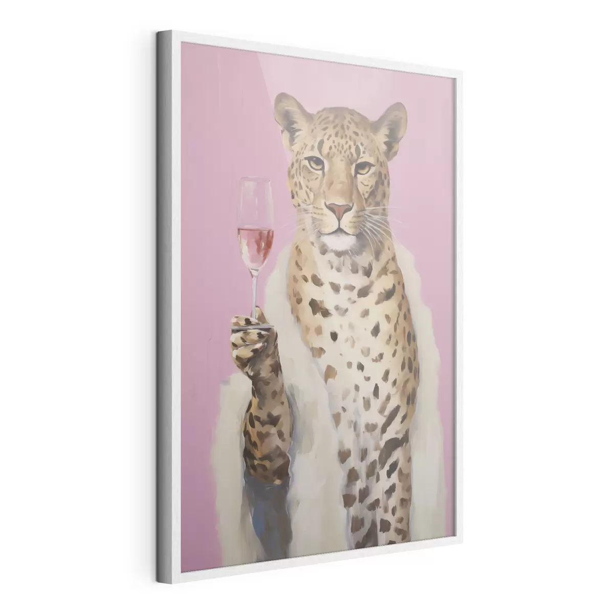 Poster Peinture représentant un léopard avec un effet de verre f49510