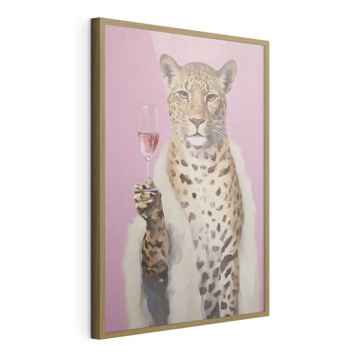 Poster Peinture représentant un léopard avec un effet de verre f49510