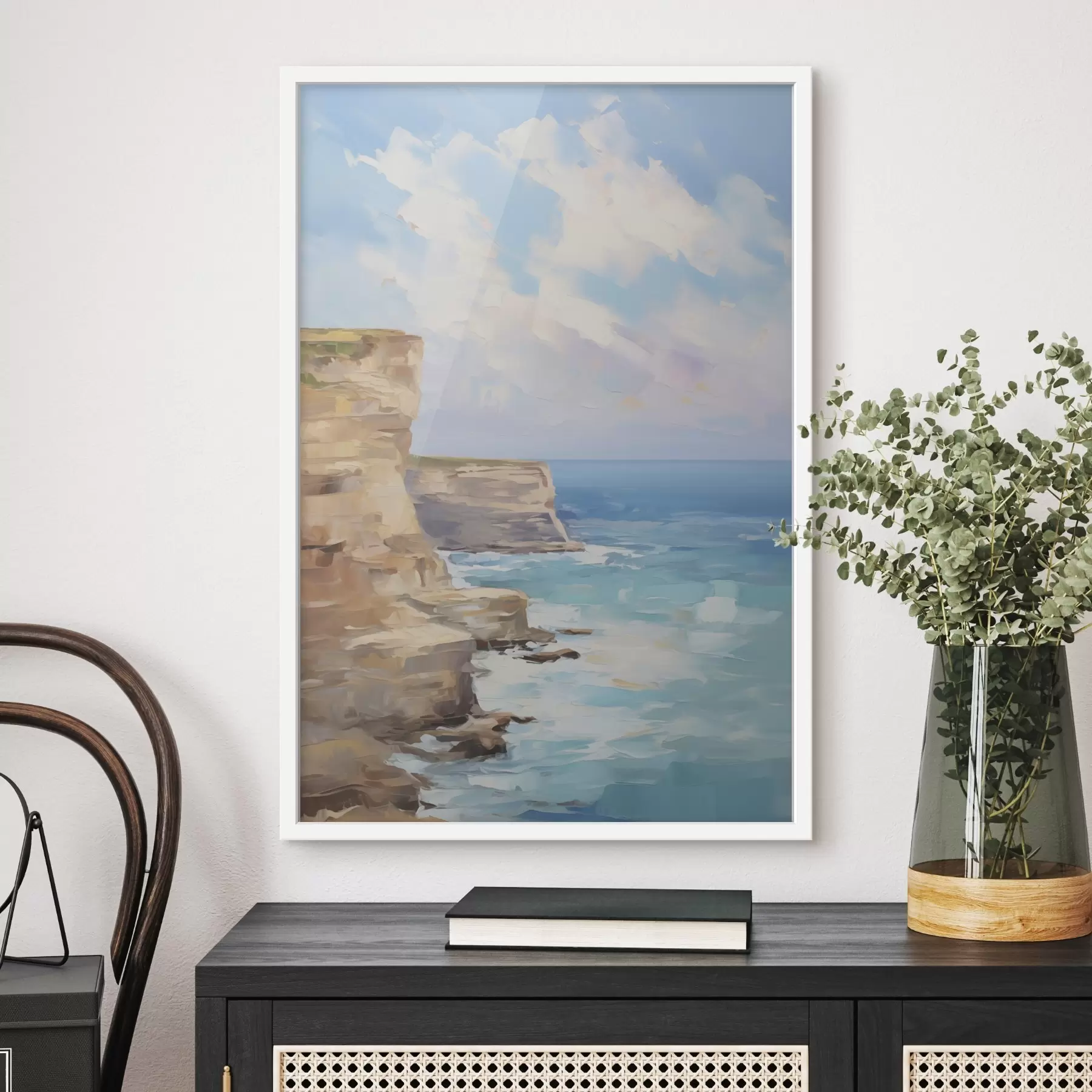 Papier peint Rochers au bord de la mer : imitation d'une peinture f49512