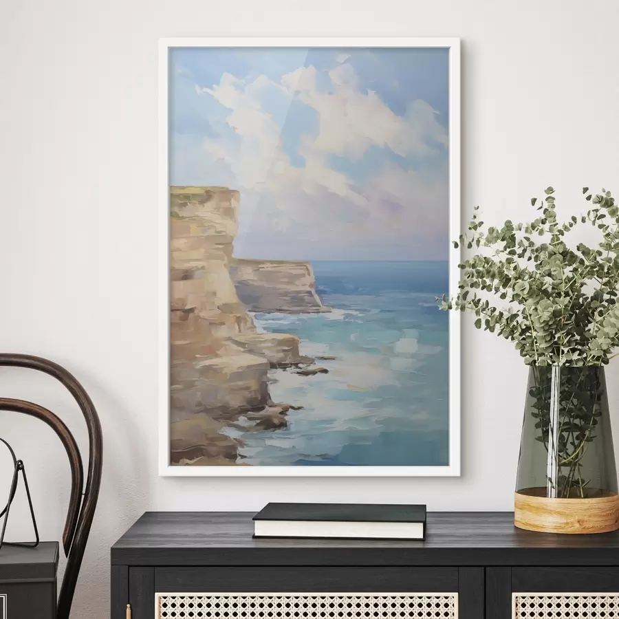 Papier peint Rochers au bord de la mer : imitation d'une peinture f49512