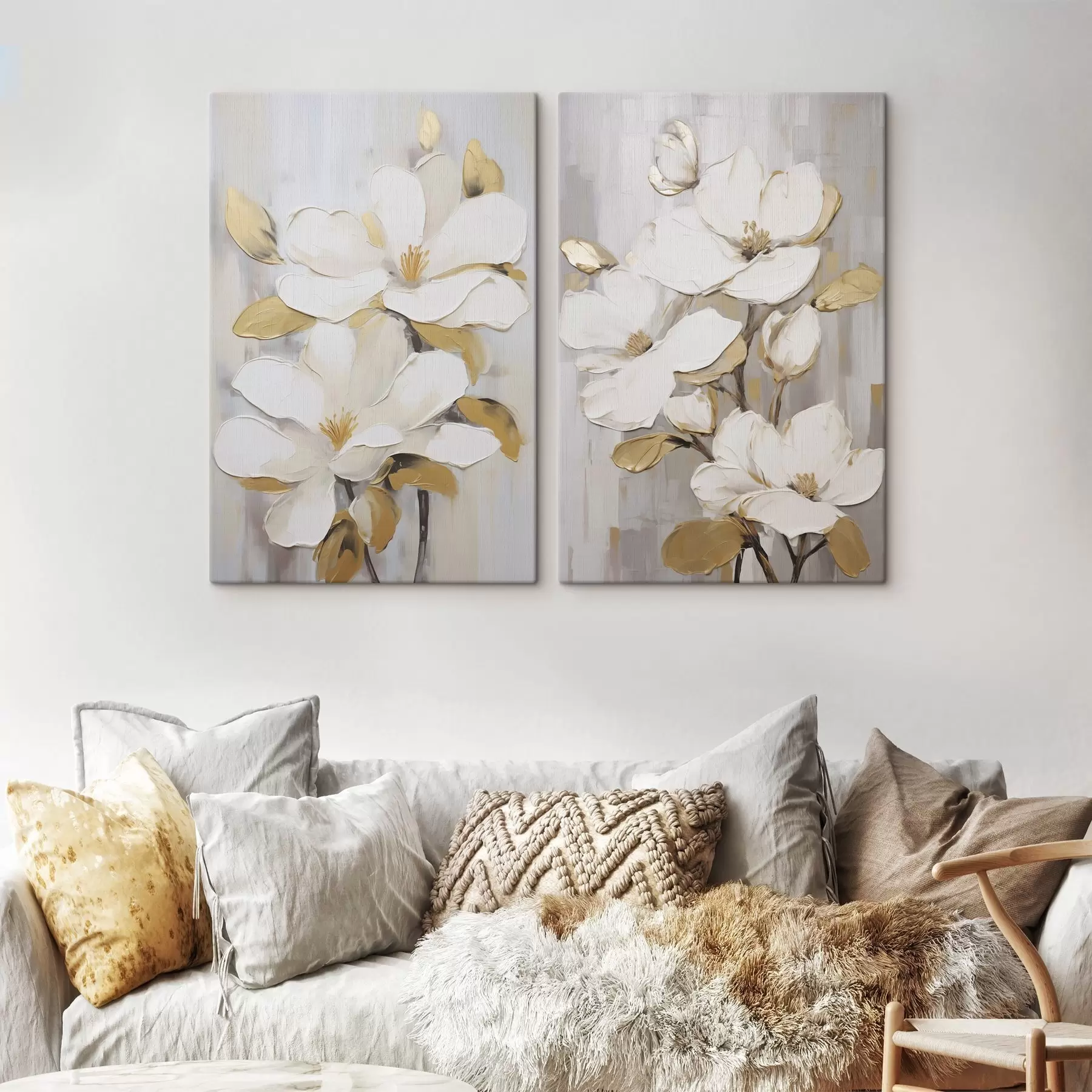 Tableau Fleurs stylisées, imitation de peinture m30592