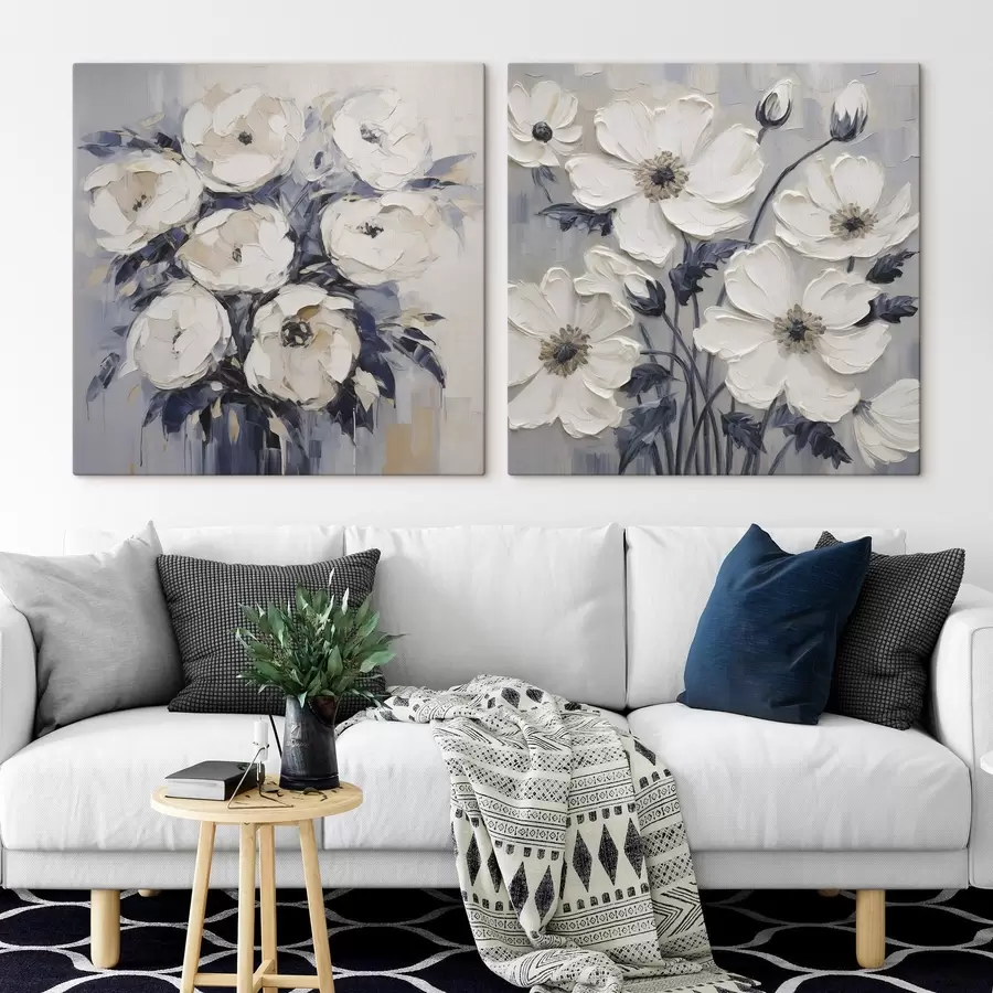 Tableau Peinture imitation fleurs m30593