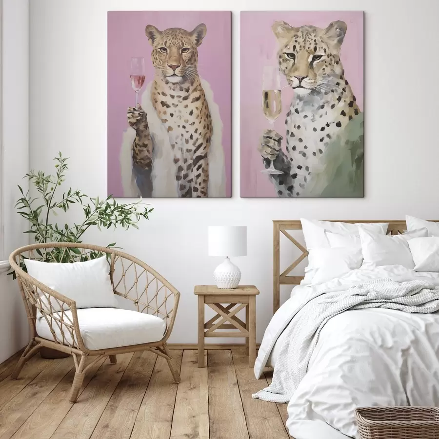 Tableau Peinture représentant un léopard avec un effet de verre m30596