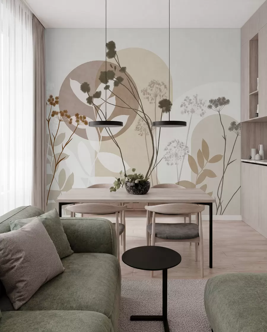 Papier peint Prairie en cadre abstrait w09906