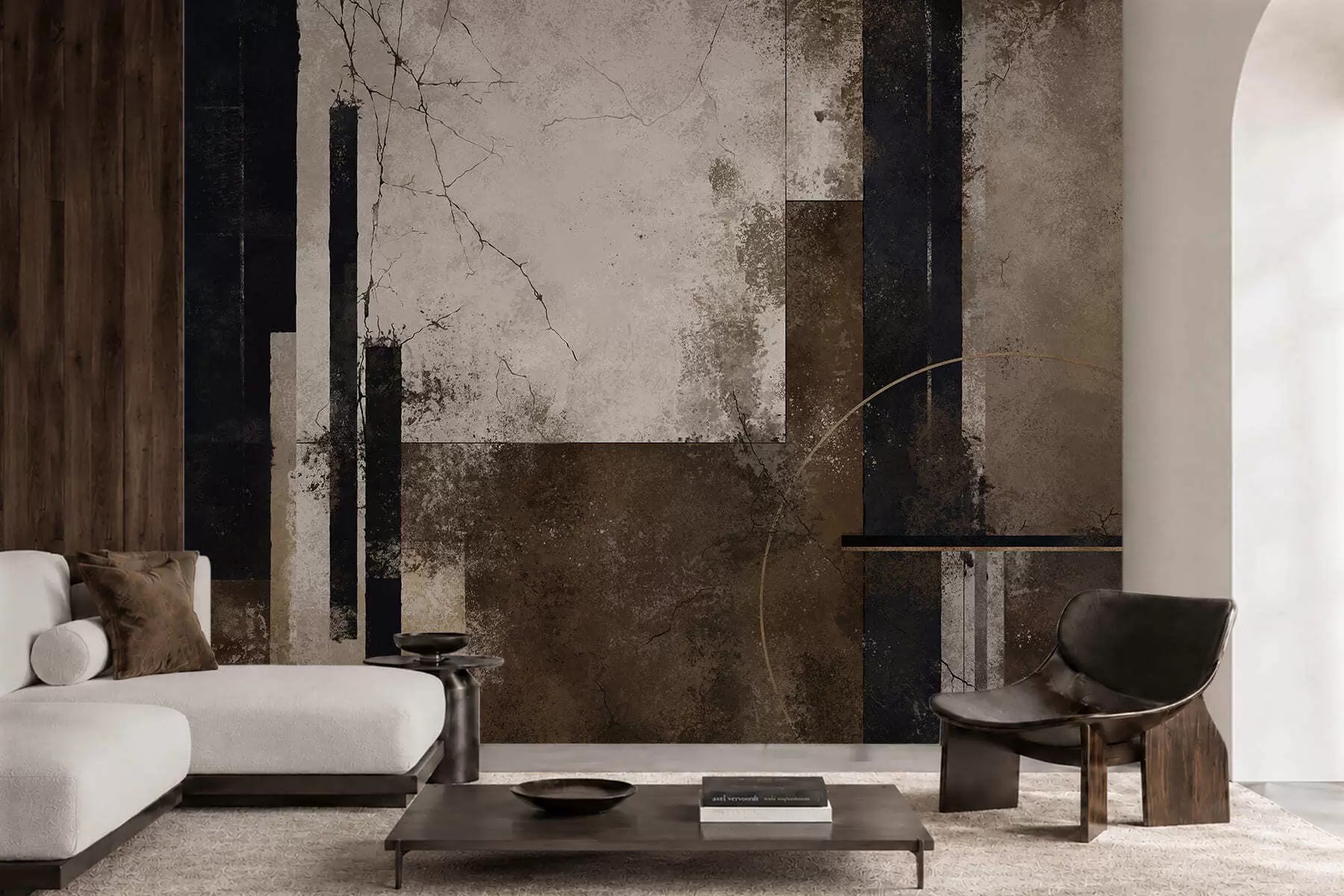 Papier peint Composition abstraite avec des lignes sombres et des textures w05541