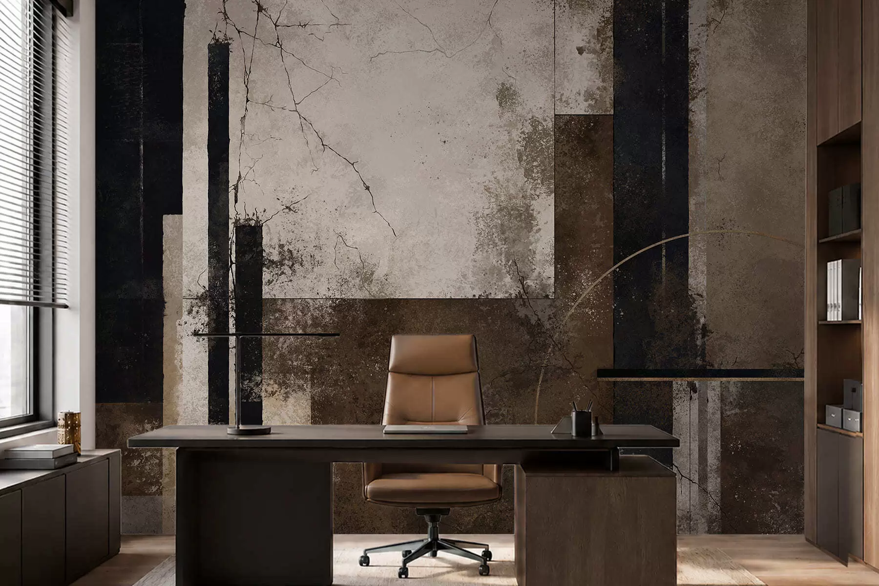 Papier peint Composition abstraite avec des lignes sombres et des textures w05541