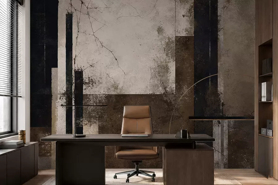 Papier peint Composition abstraite avec des lignes sombres et des textures w05541
