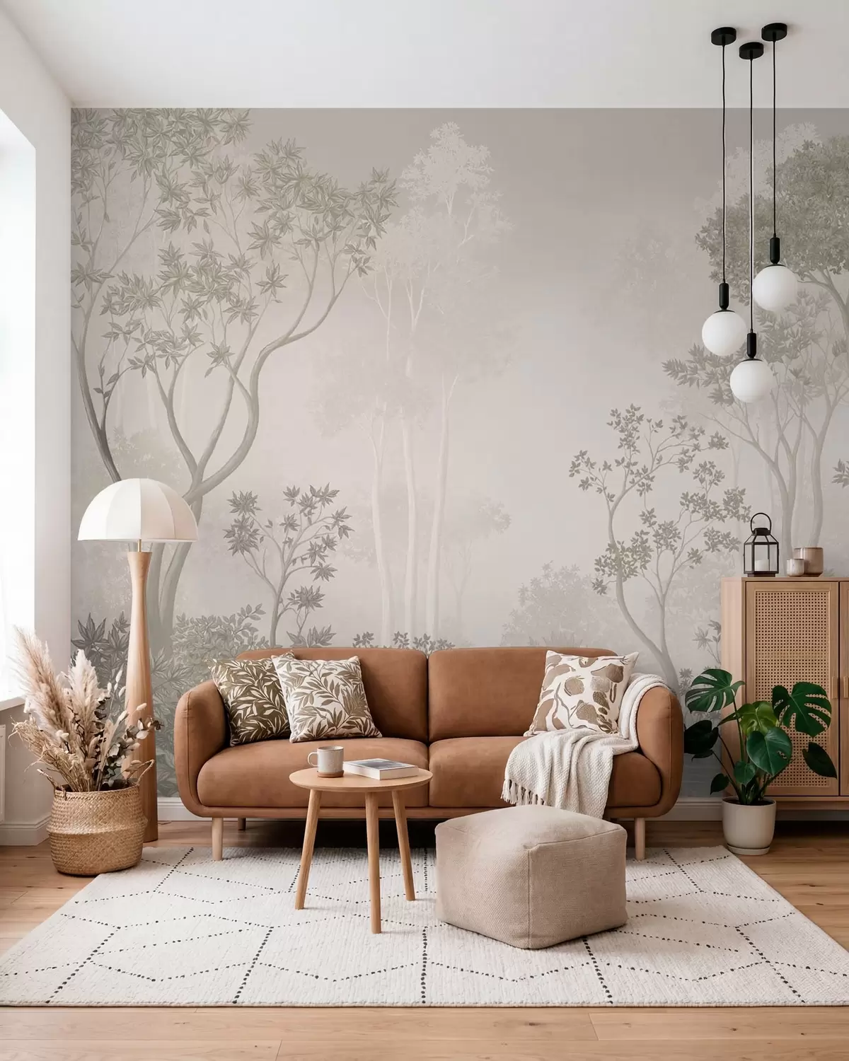 Papier peint Bois élancé en tons de lin w05700v1