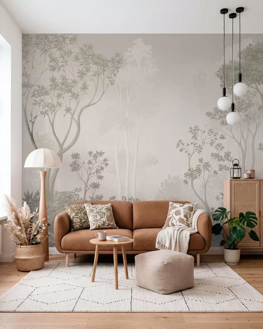 Papier peint Bois élancé en tons de lin w05700v1