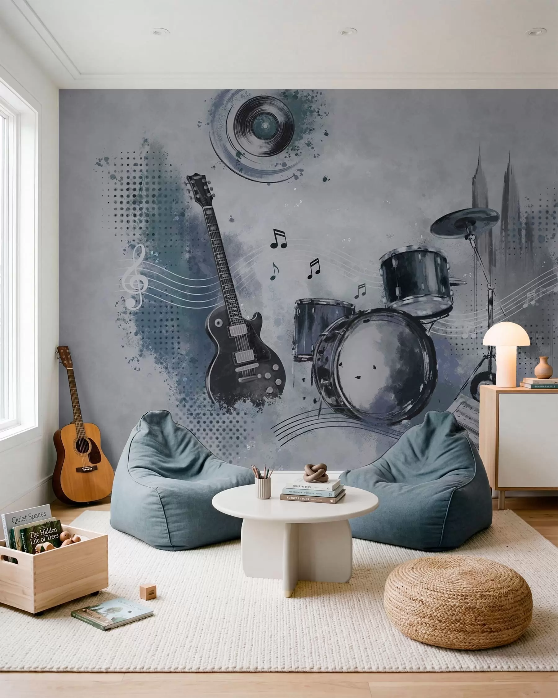 Papier peint Rythme sur un mur gris w05546