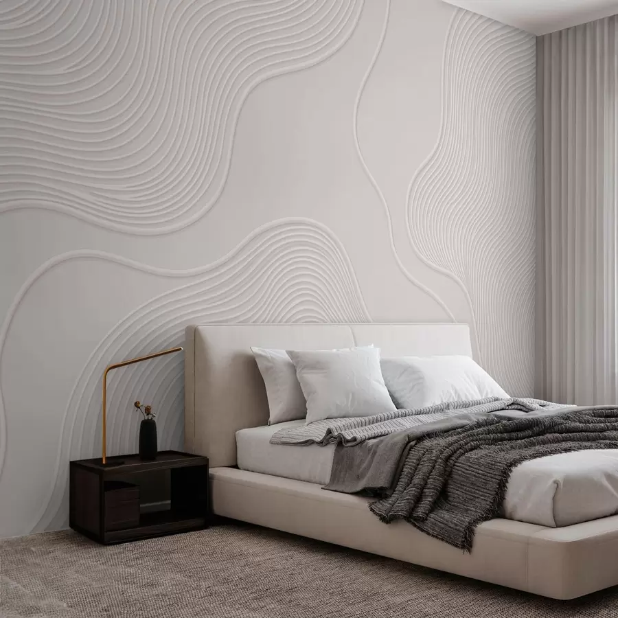 Papier peint Relief abstrait orné de lignes ondulées fluides w05689