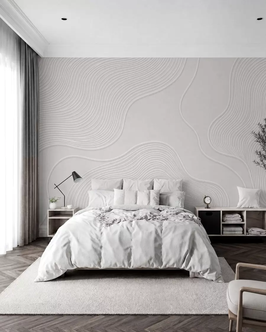 Papier peint Relief abstrait orné de lignes ondulées fluides w05689