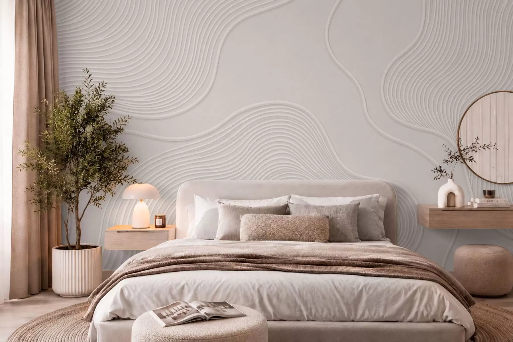 Papier peint Relief abstrait orné de lignes ondulées fluides w05689