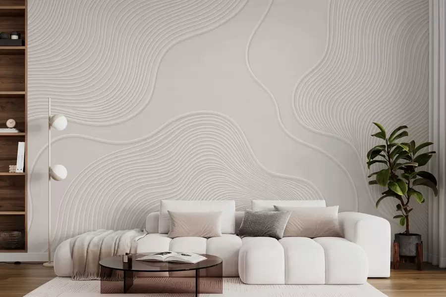 Papier peint Relief abstrait orné de lignes ondulées fluides w05689