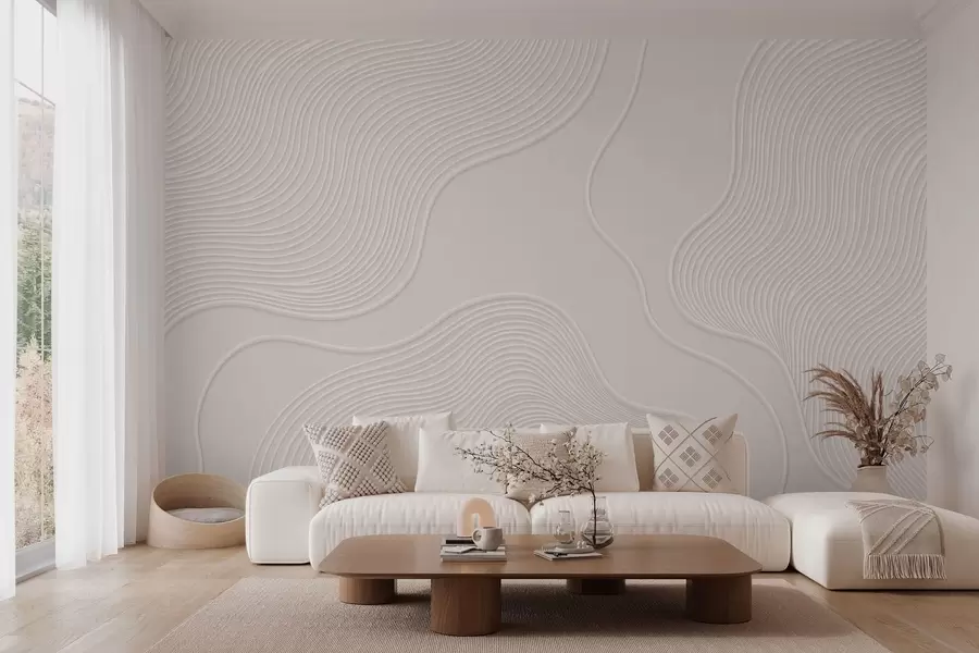Papier peint Relief abstrait orné de lignes ondulées fluides w05689
