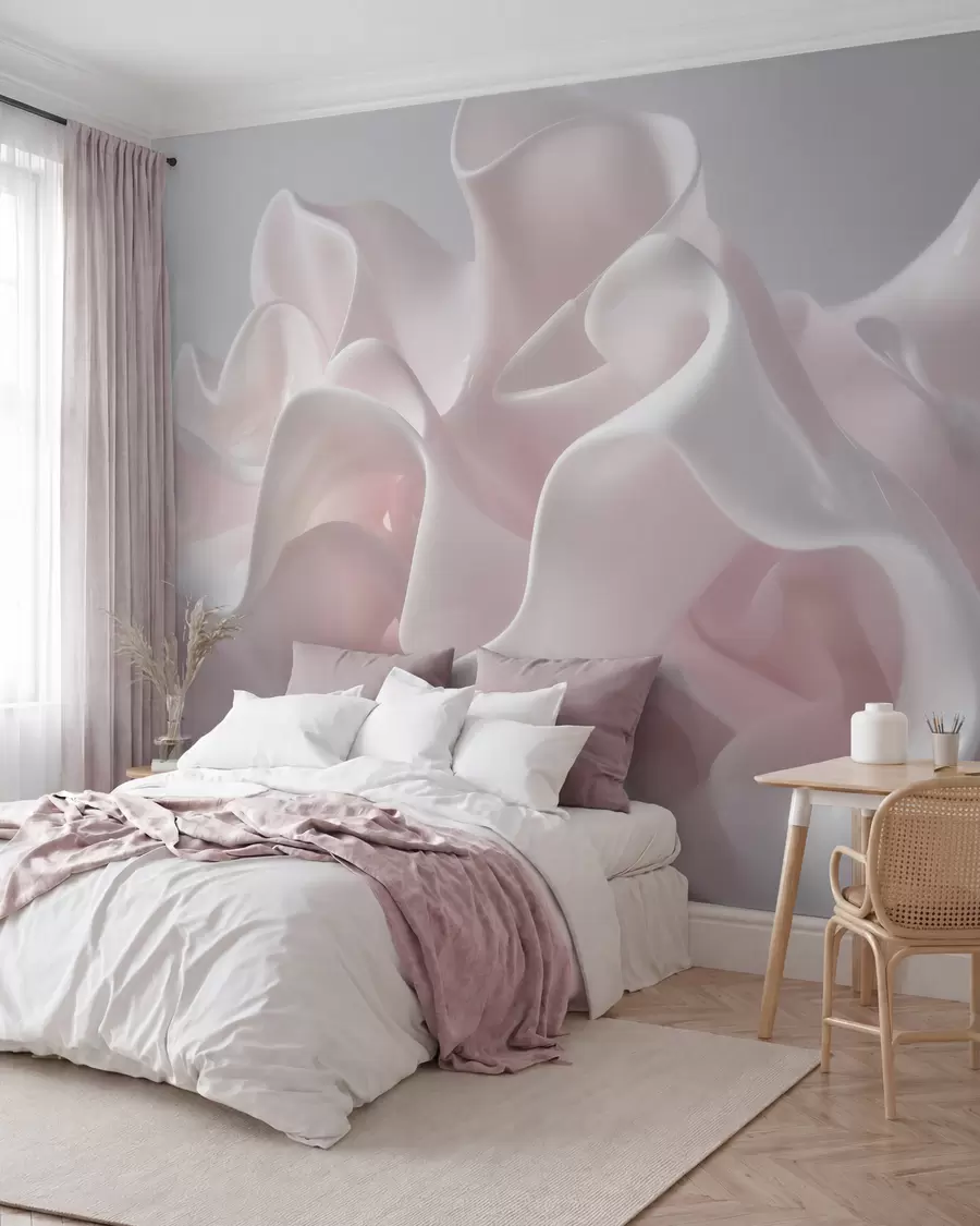 Papier peint Ondes de soie rose nacré w09858