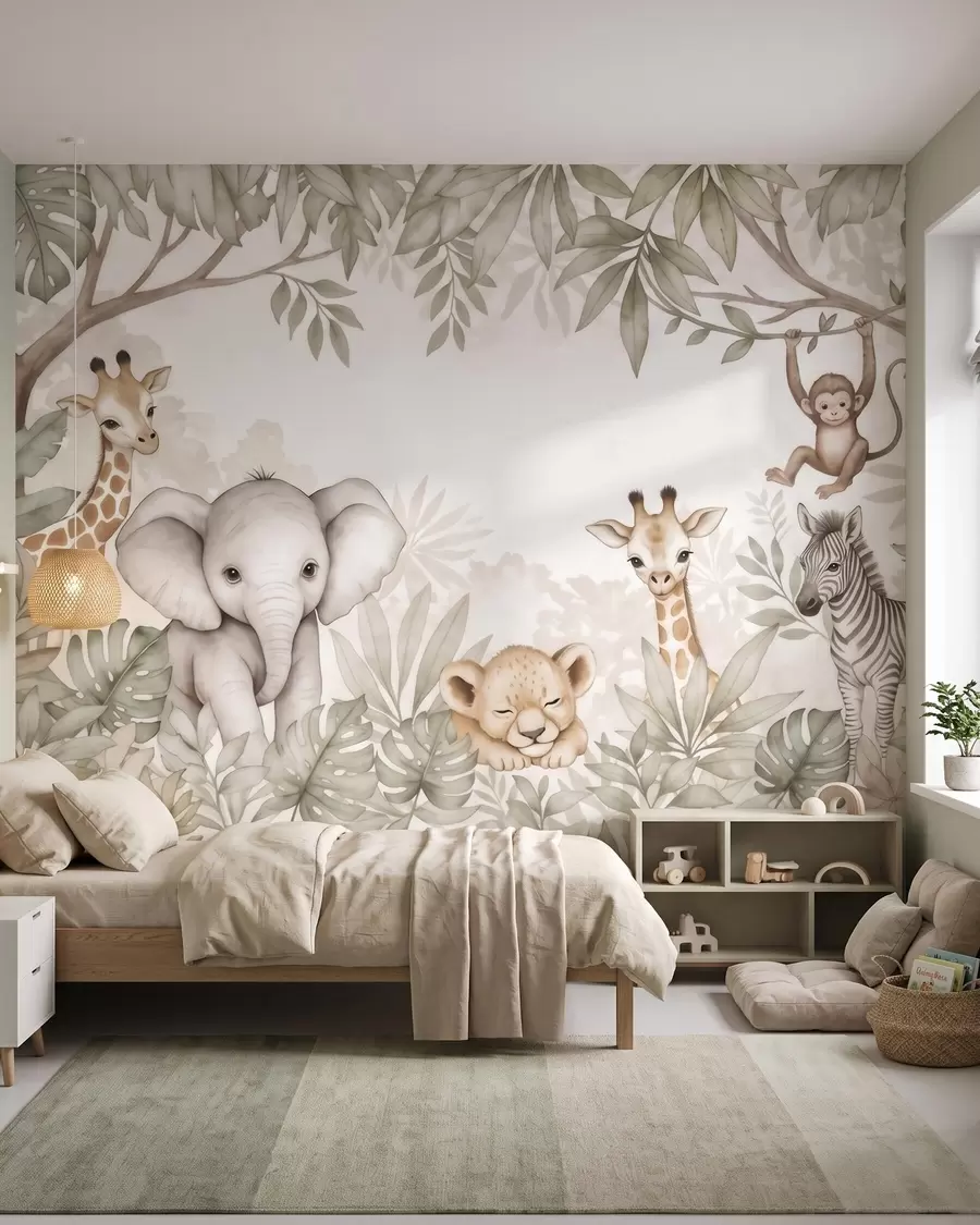 Papier peint Safari sous les branches w09885
