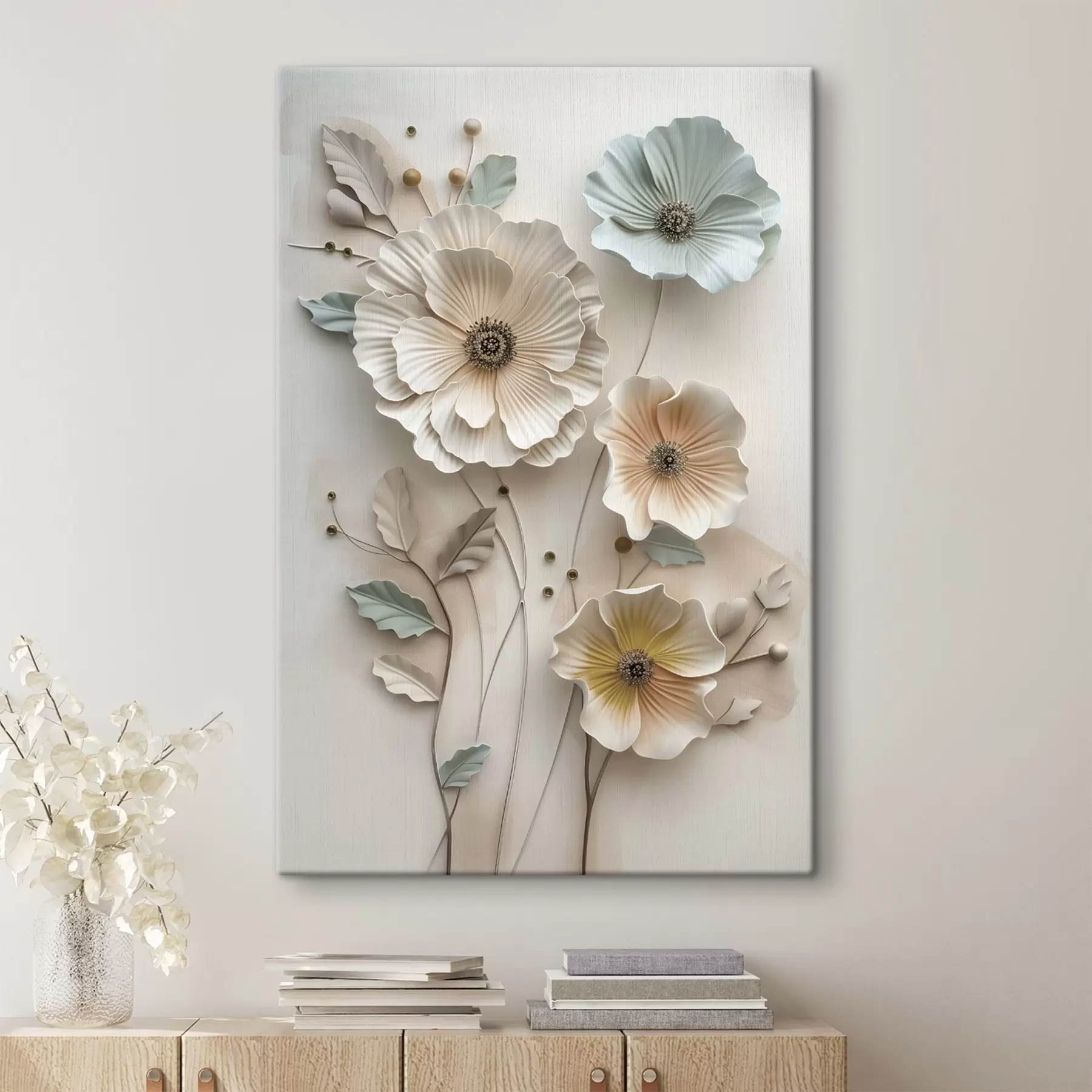 Tableau une composition florale à effet tridimensionnel s49568