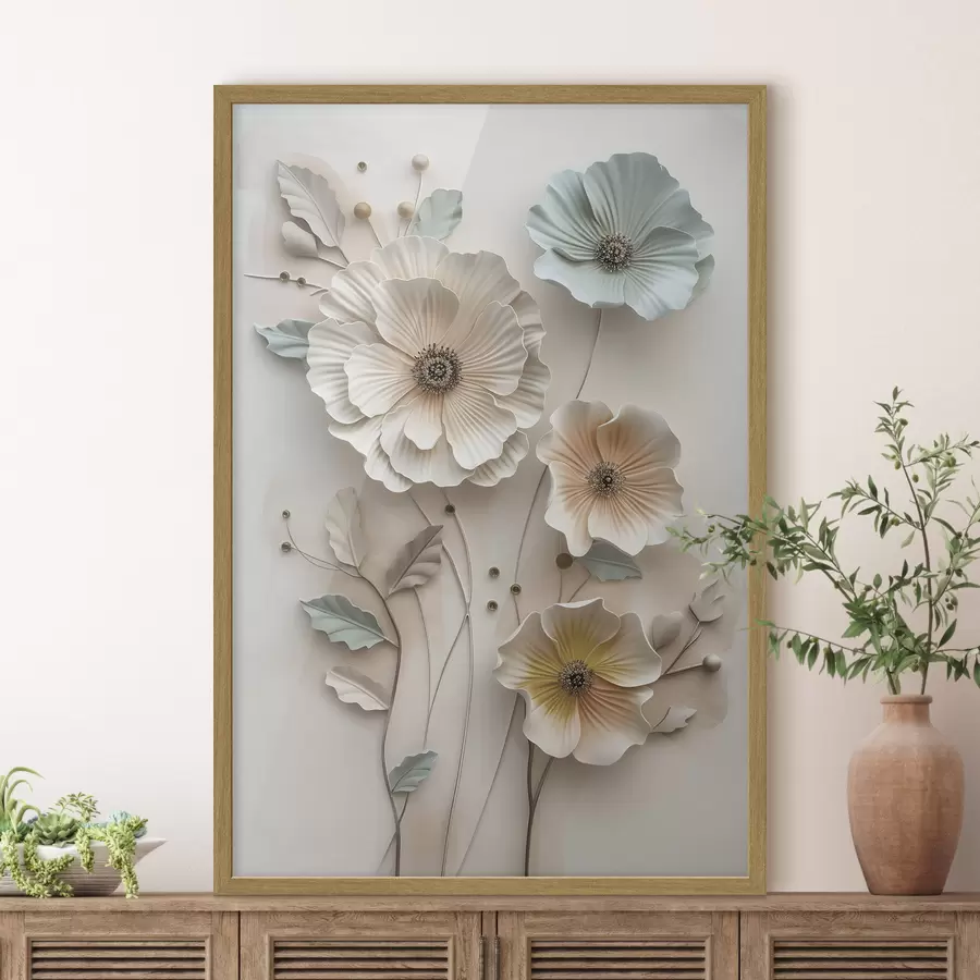 Papier peint une composition florale à effet tridimensionnel f49568