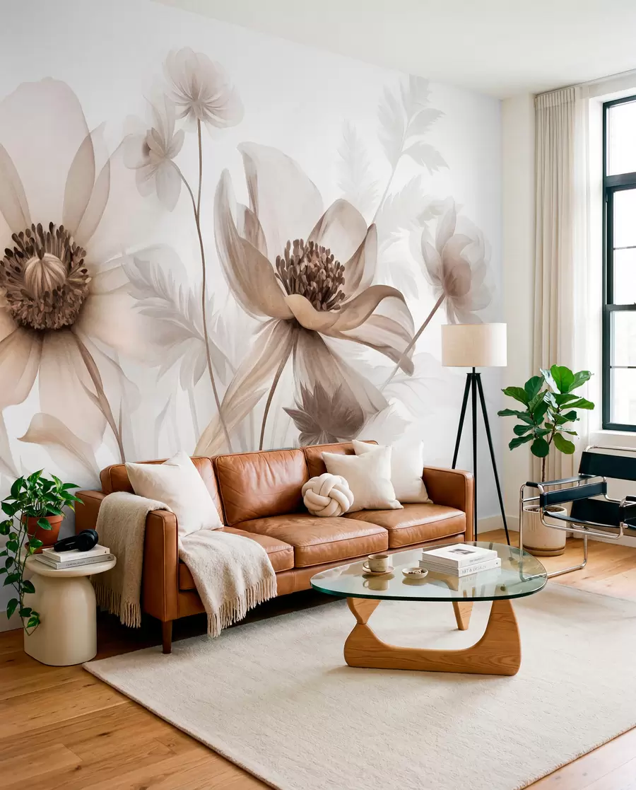 Papier peint Étude florale sépia w09900