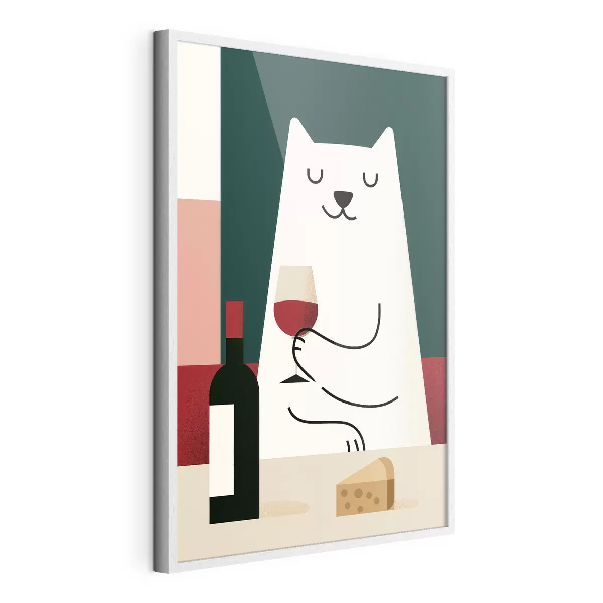 Poster Un chat avec un verre de vin f49624